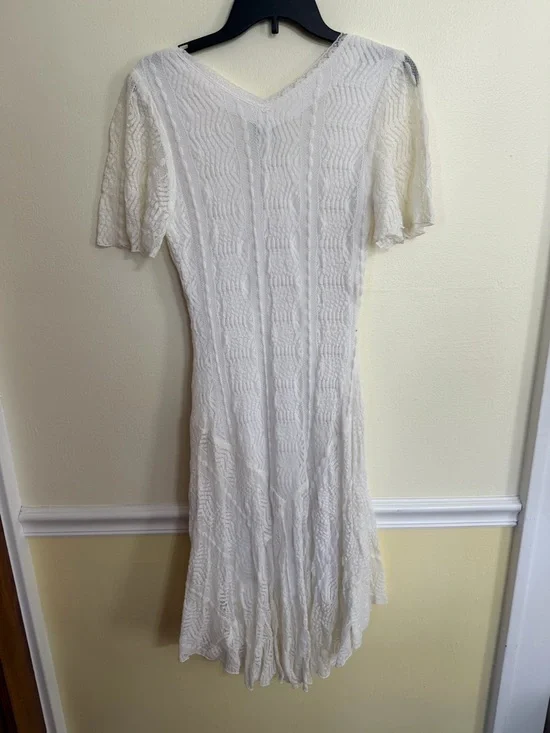 Rabbit Rabbit Rabbit Size 8 Cream Crochet-Pattern Midi Dress - Picture 11 of 12